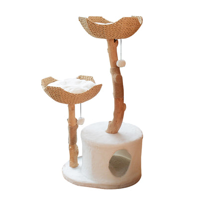 Solid Wood Hemp Rope Tree Hole Cat Tree R19