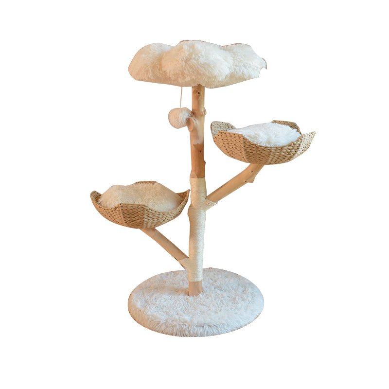 Solid Wood Hemp Rope Rattan Grass Cat Tree R23800