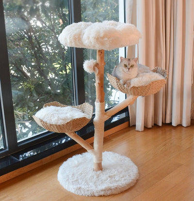 Solid Wood Hemp Rope Rattan Grass Cat Tree R23800