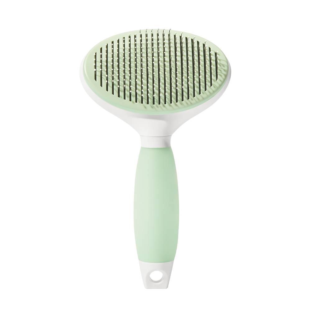 Michu Cream Round-Head Pet Grooming Brush - Perfect for Gentle Coat Care