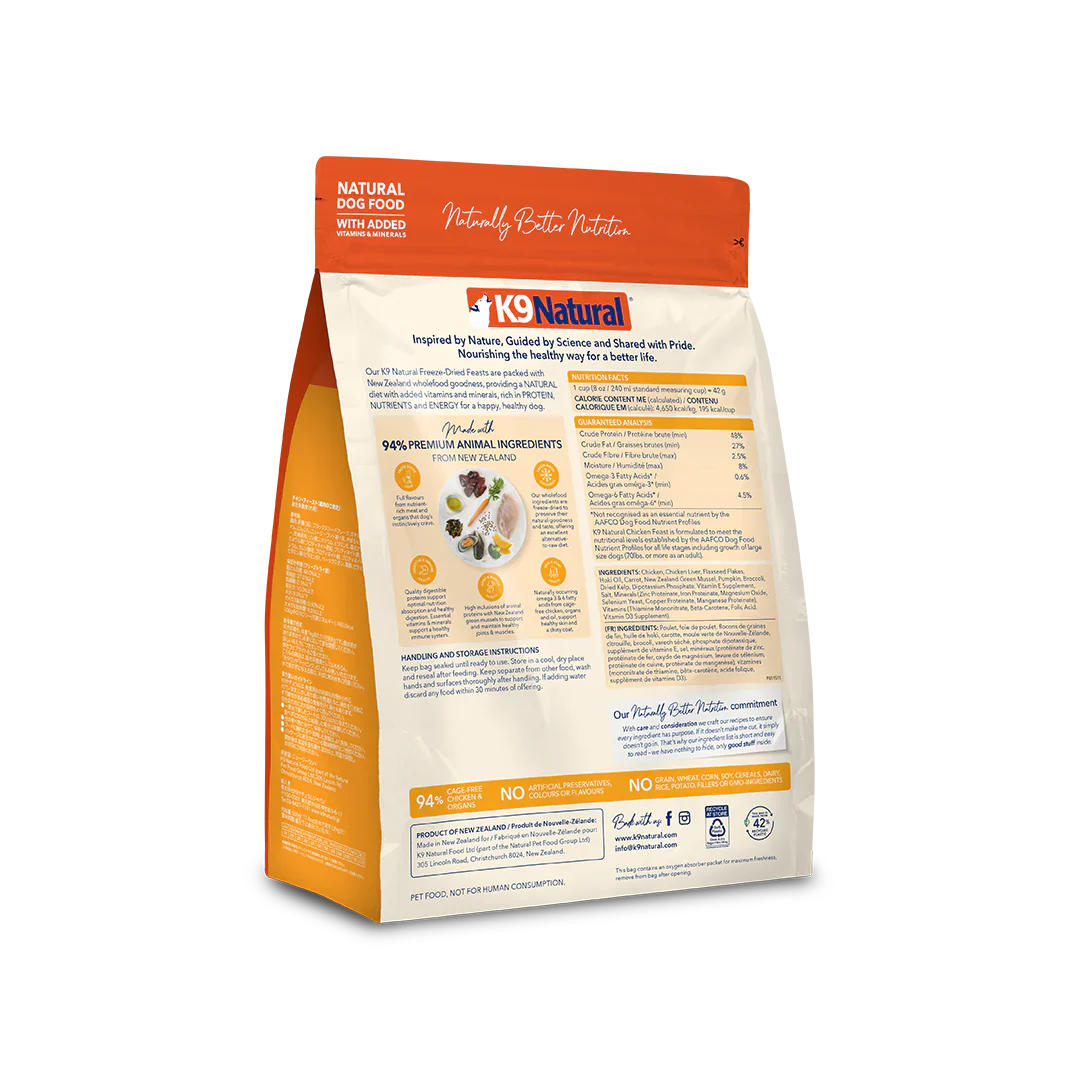 K9 Natural Chicken Feast Freeze-Dried Dog Food 500g