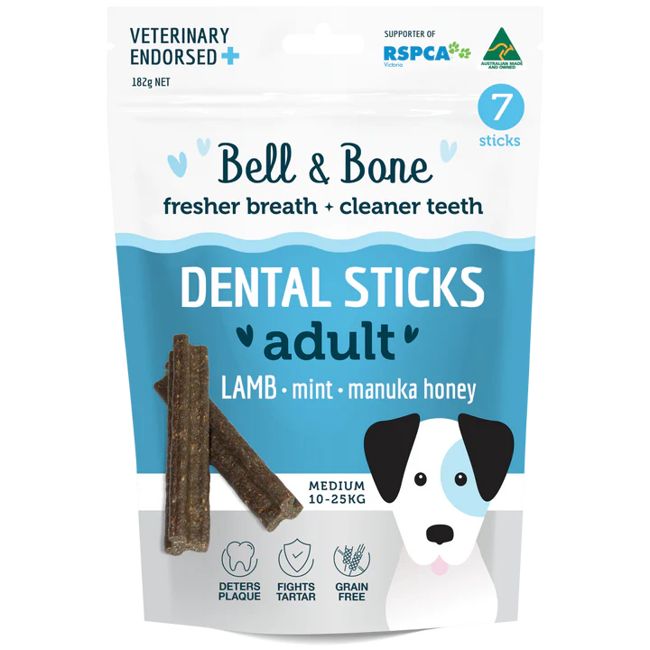 Bell & Bone - Dental Sticks - Lamb, Mint and Manuka Honey - Medium 182g