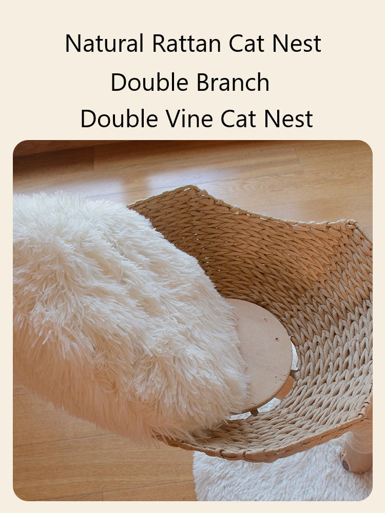 Solid Wood Hemp Rope Rattan Grass Cat Tree R23800