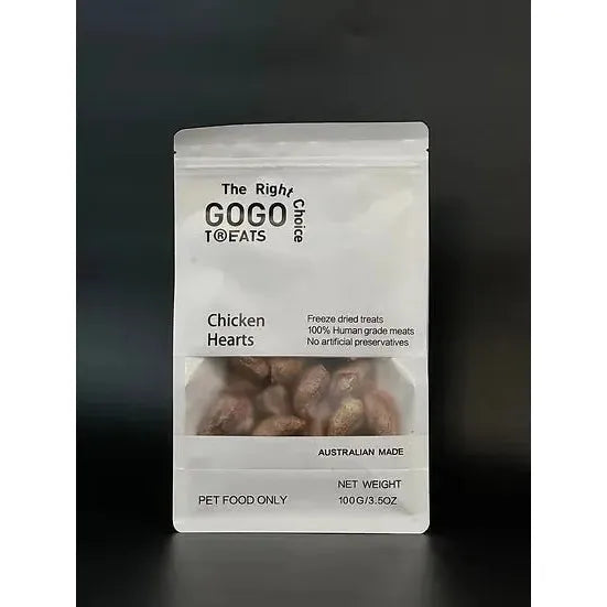 Gogo Treats - Freeze-Dried Chicken Hearts 100g