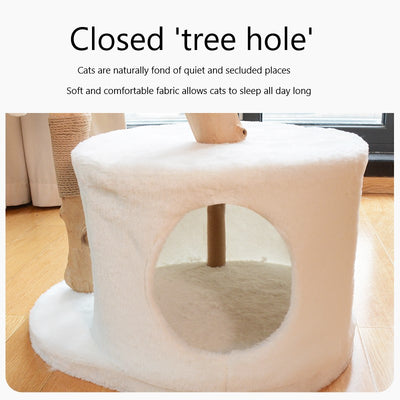 Solid Wood Hemp Rope Tree Hole Cat Tree R19