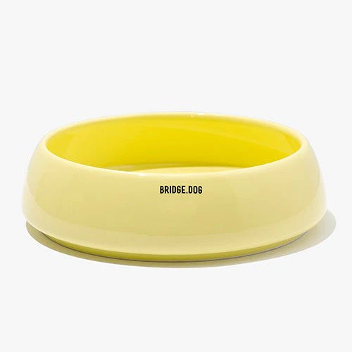 BRIDGE DOG BIG BOWL LEMON CREAM GLOSSY