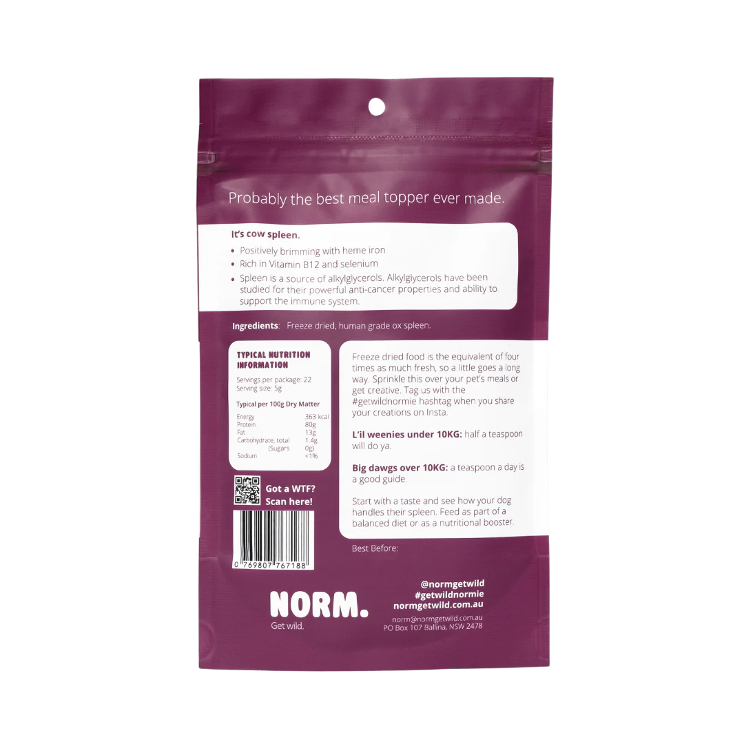 NORM. - 0x Spleen Meal Topper 110g