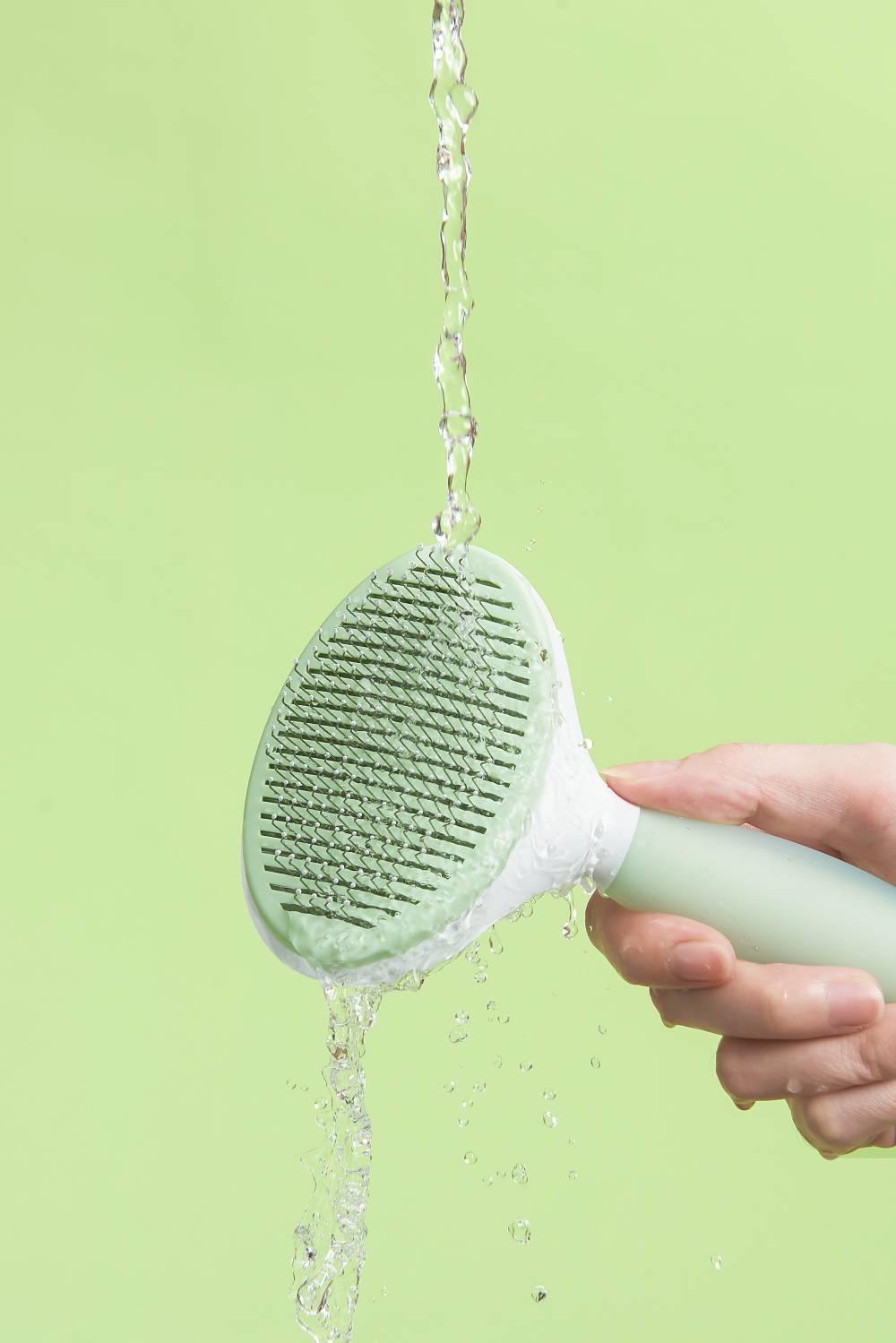 Michu Cream Round-Head Pet Grooming Brush - Perfect for Gentle Coat Care
