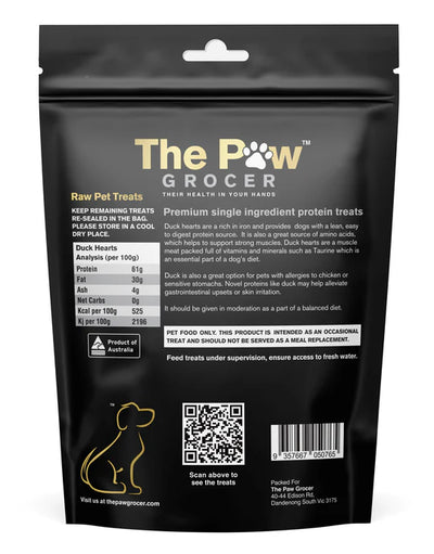 The Paw Grocer - Black Label Responsibly Sourced Duck Hearts 72g - ChokyoPetStore