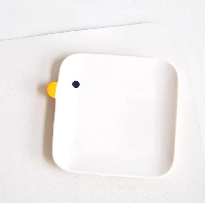 PURROOM Little Chicken Style Human Use Square Plate- Matches with Pet Bowls