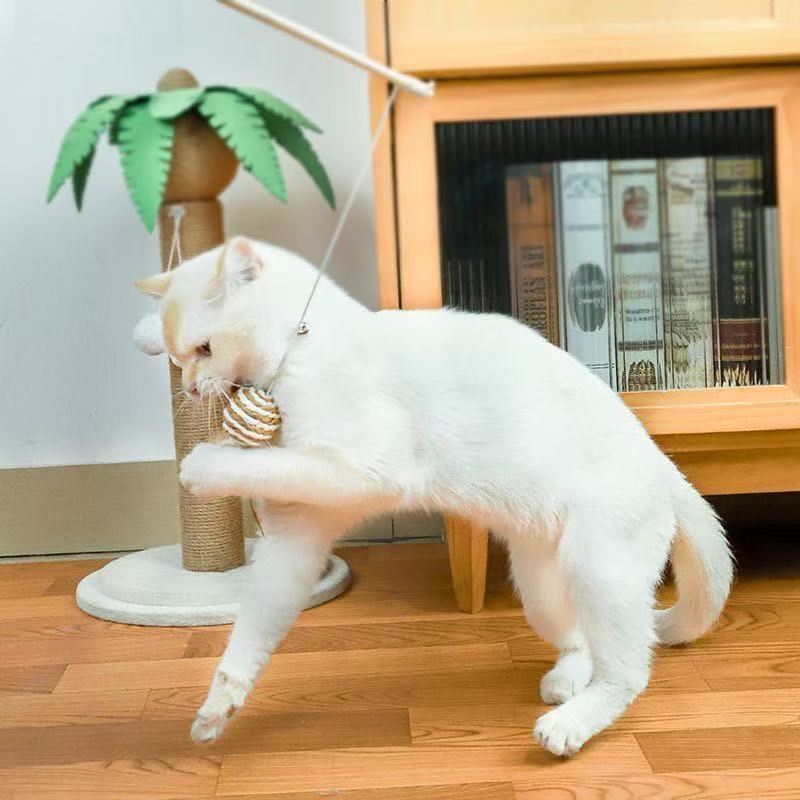 Handmade Wooden Cat Teaser | Natural Feather Wand Toy for Cats | Eco-Friendly Cat Teaser Australia - ChokyoPetStore