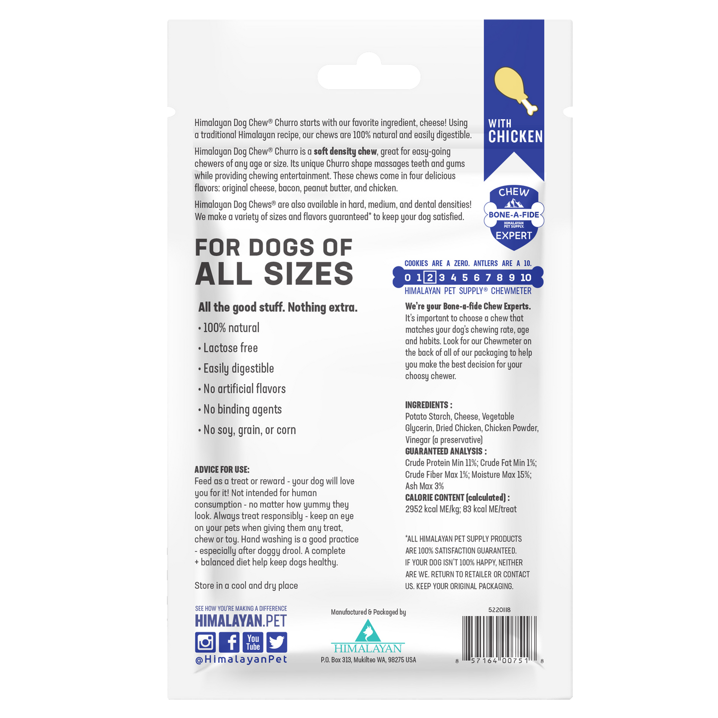 Himalayan Dog Chew Churro Chicken 4pk (5220118)