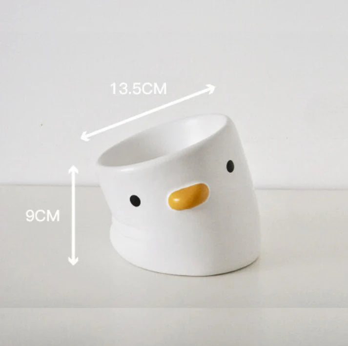 PURROOM Little Chicken Series - Plump Crooked Neck Ceramic Pet Bowl