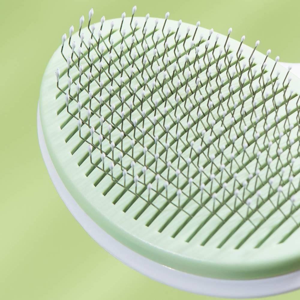 Michu Cream Round-Head Pet Grooming Brush - Perfect for Gentle Coat Care
