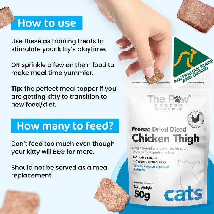 The Paw Grocer - Freeze Dried Chicken Thighs for Cats 50g