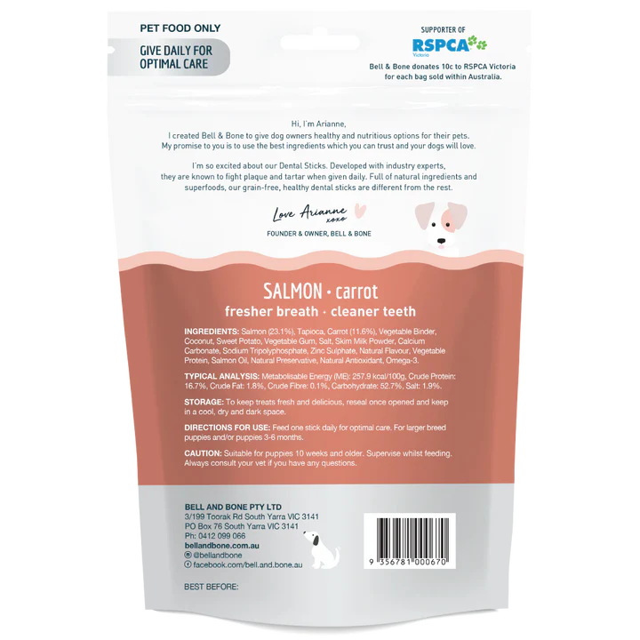 Bell & Bone - Small Puppy Dental Chews - Salmon 80g