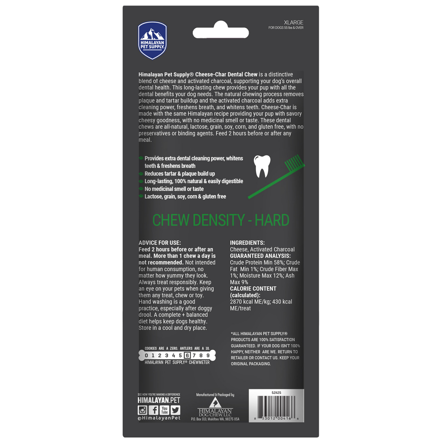 Himalayan Dog Chew Cheese Char with Activated Charcoal Xlarge 1pk (521125)