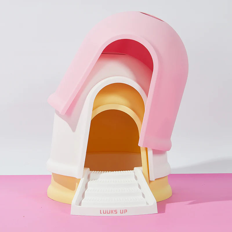 LUUKS UP Dual-Use Big Cabin Cat Litter Box & Kitty House