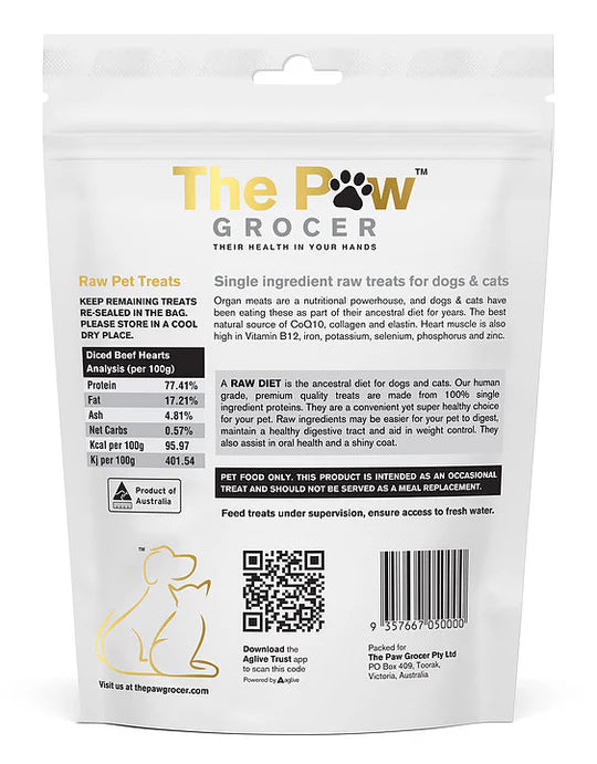 The Paw Grocer - Freeze Dried Beef Hearts 90g