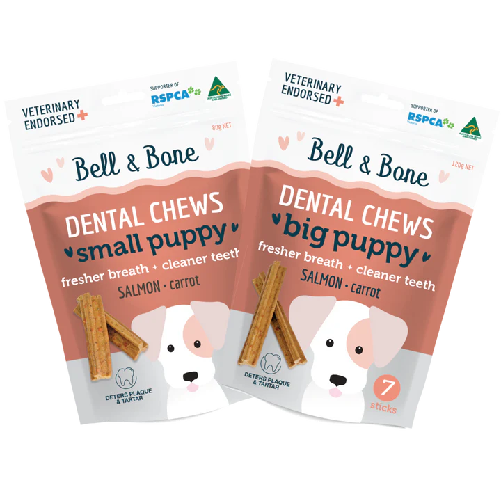 Bell & Bone - Small Puppy Dental Chews - Salmon 80g