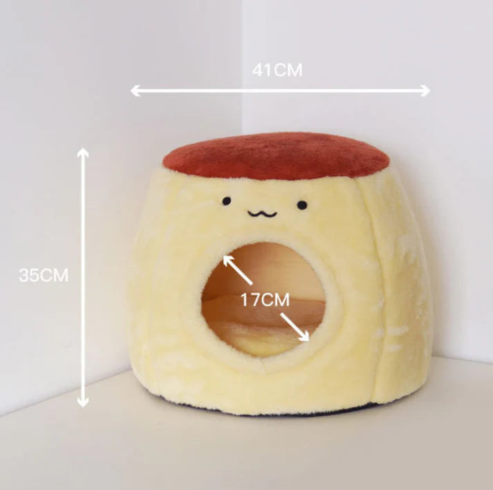 PURROOM Pudding-Shaped Plush Pet Bed