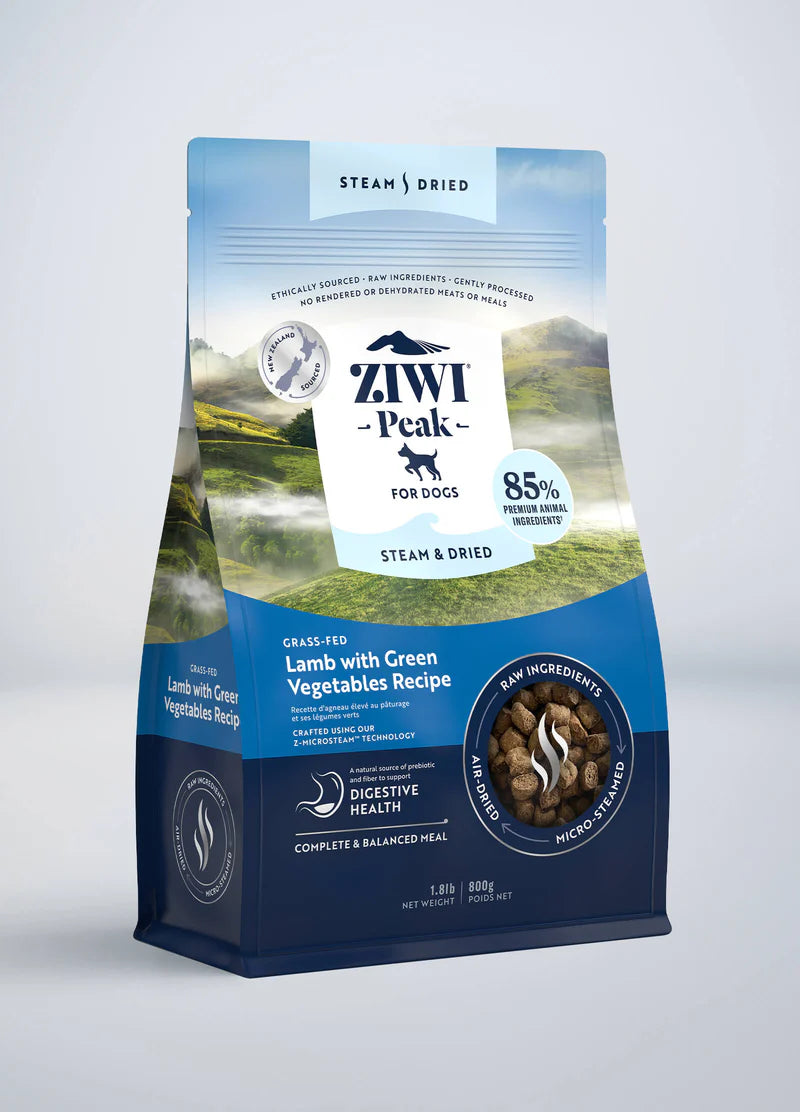 ZIWI Peak Steam & Dried Grass-fed Lamb with Green Vegetables Dog Food