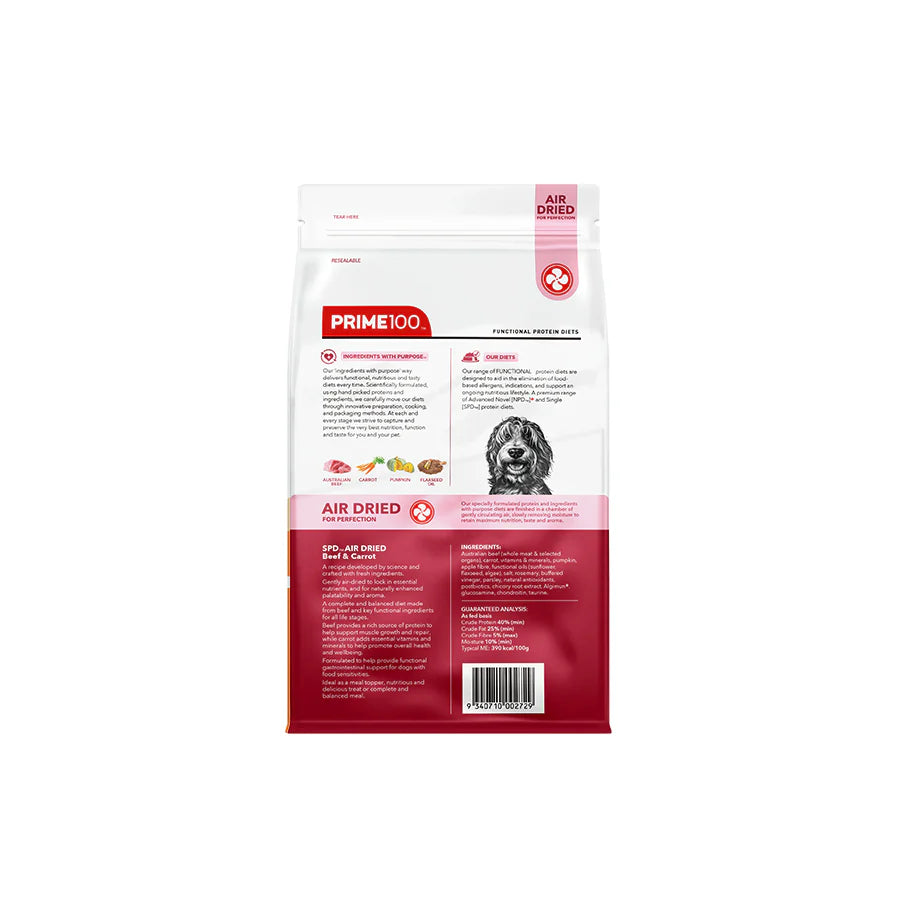 Prime100 SPT Air Dried Beef & Carrot Dog Food