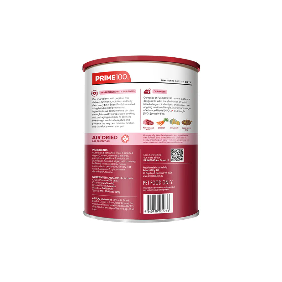 Prime100 SPT Air Dried Beef & Carrot Dog Food