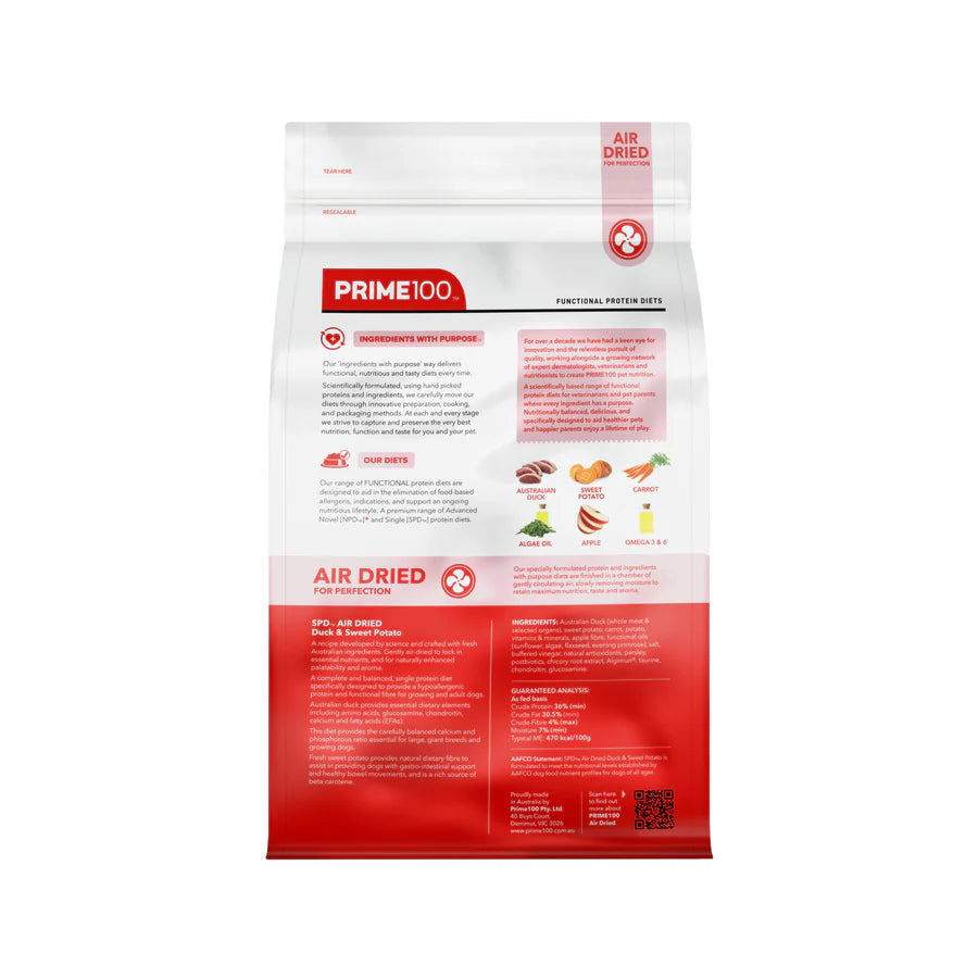 Prime100 SPT Air Dried Duck & Sweet Potato Dog Food