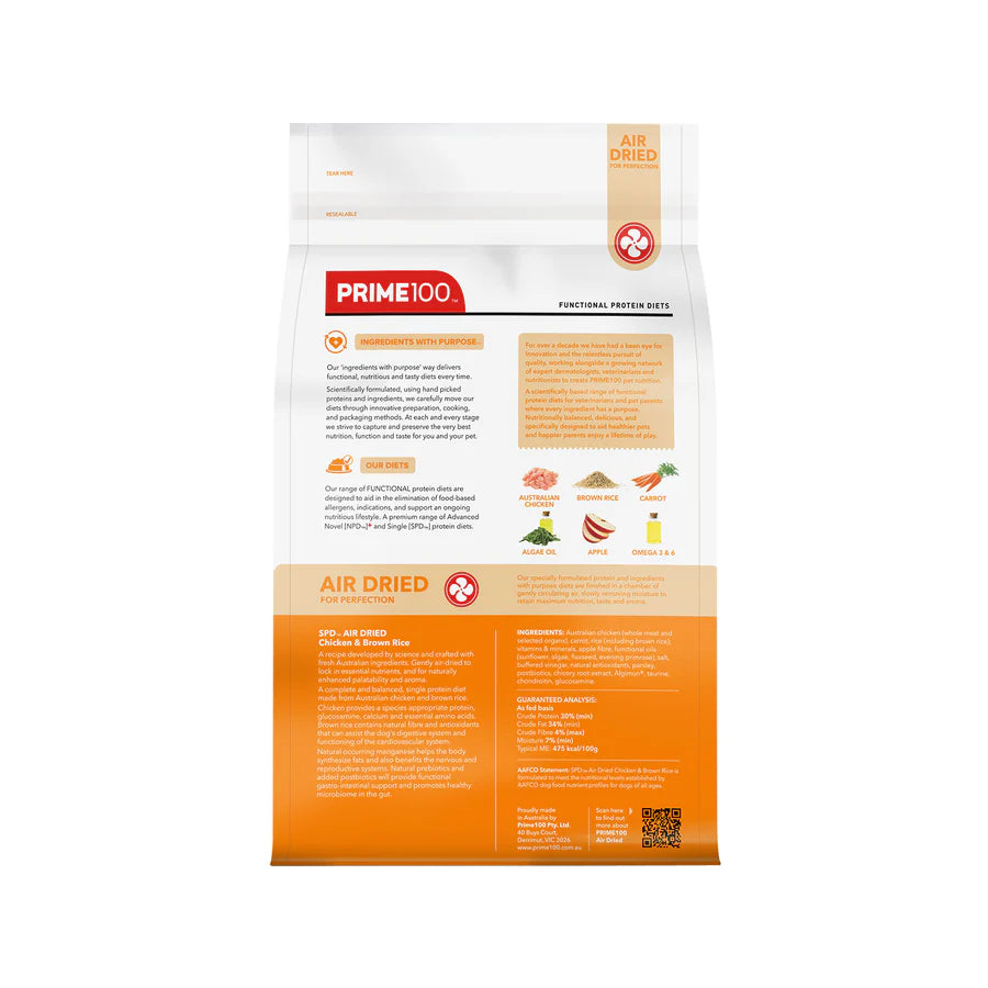 Prime100 SPT Air Dried Chicken & Brown Rice Dog Food
