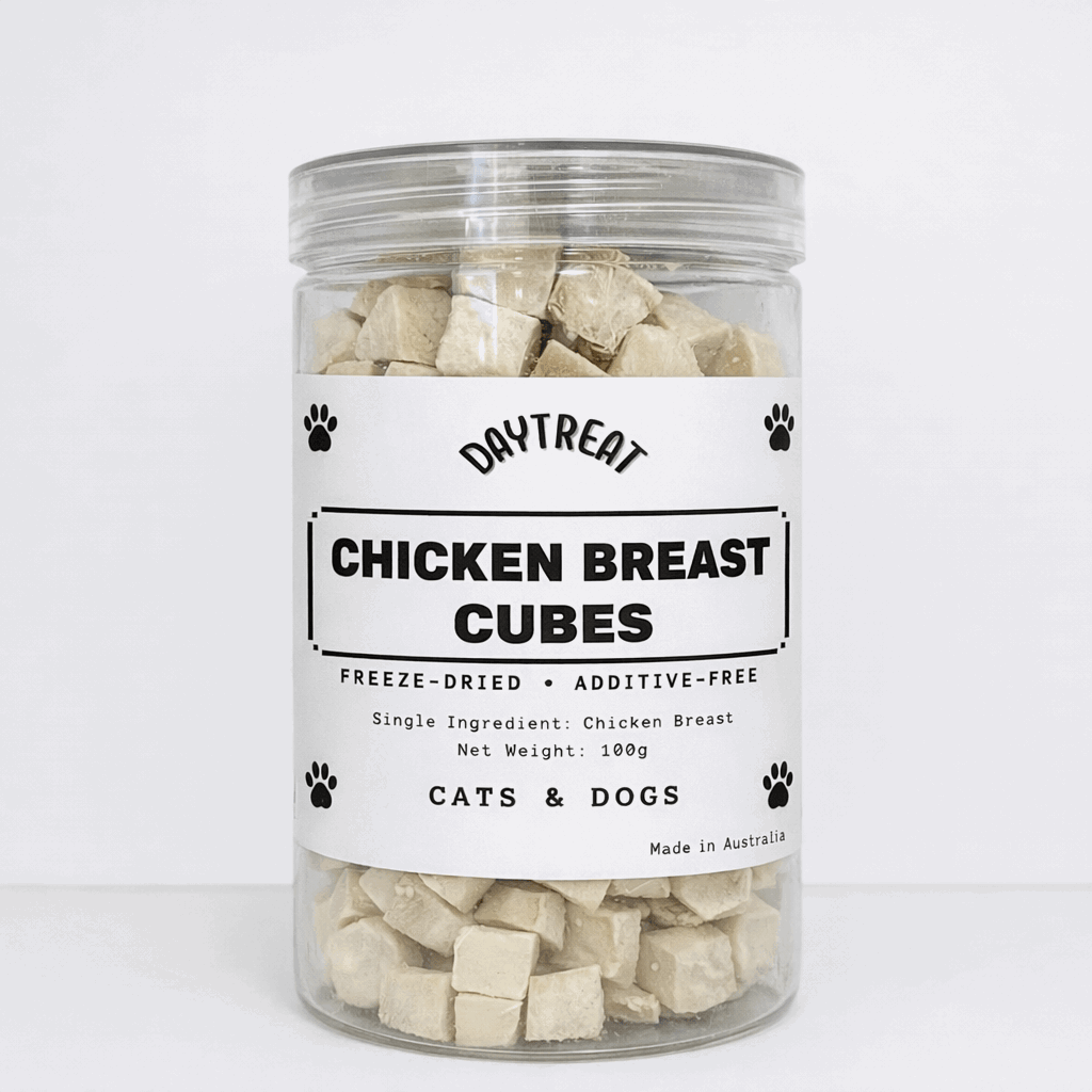 Chicken Breast Cubes โ Freeze-Dried Single Ingredient Treats for Cats & Dogs | Made in Australia | DAYTREAT - ChokyoPetStore