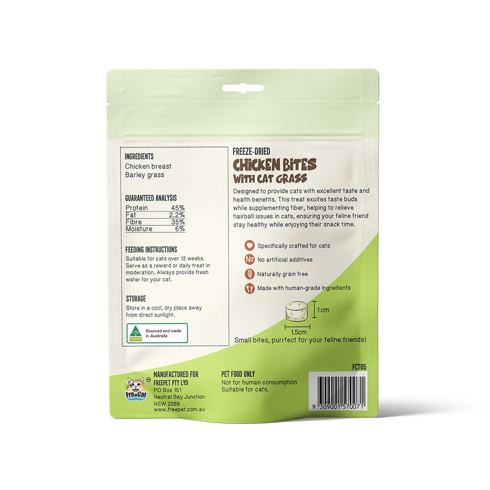 Freecat Freeze Dried Chicken Biteswith Cat GrassCat Treats 50g - ChokyoPetStore