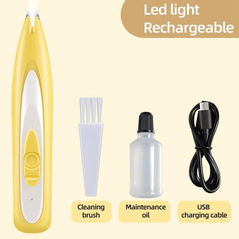 Pet Electric Hair Clipper Paw Trimmer with LED Light - USB Rechargeable