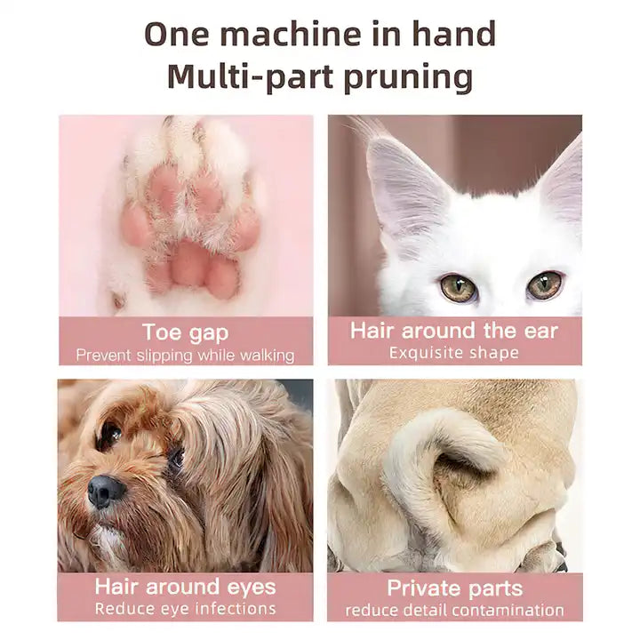 Pet Electric Hair Clipper Paw Trimmer with LED Light - USB Rechargeable