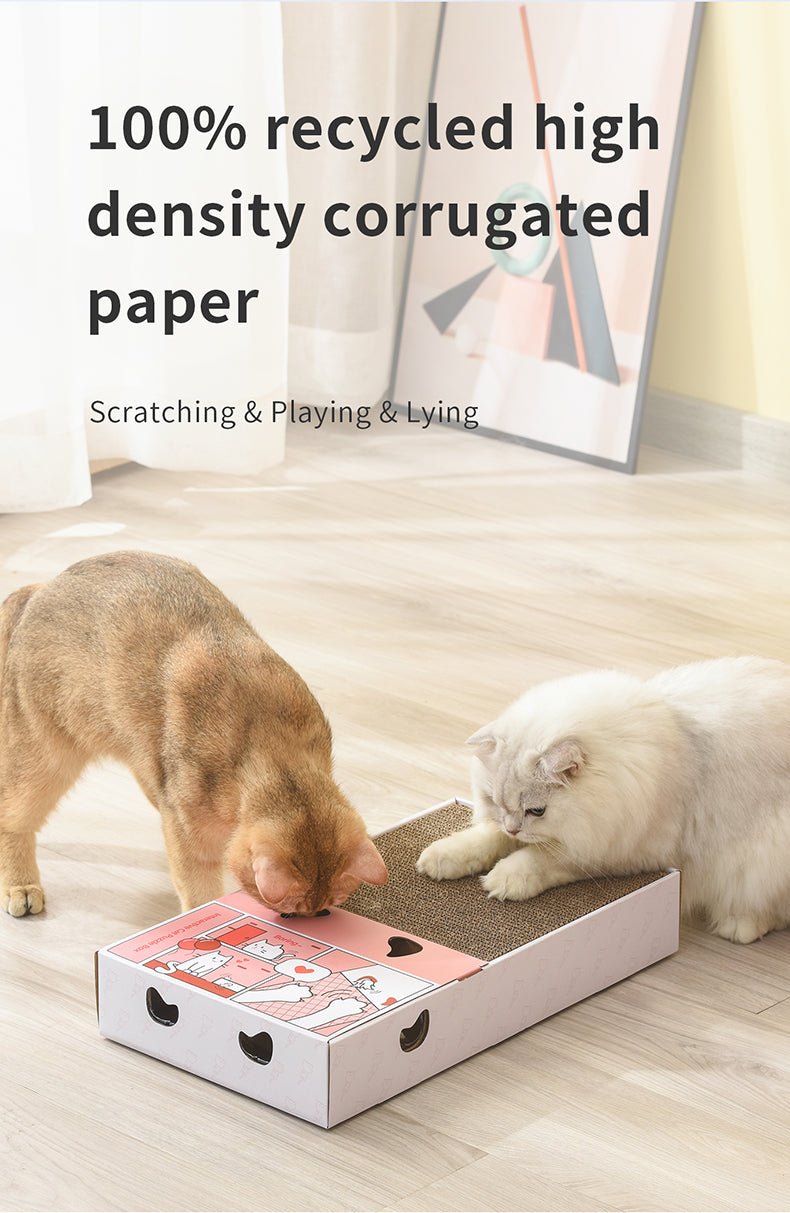 PETWANT Puzzle Cat Toys Interactive Funny Cat Teaser With Cat Scratcher - Smart Random Moving Feather - Environmental Paperboard