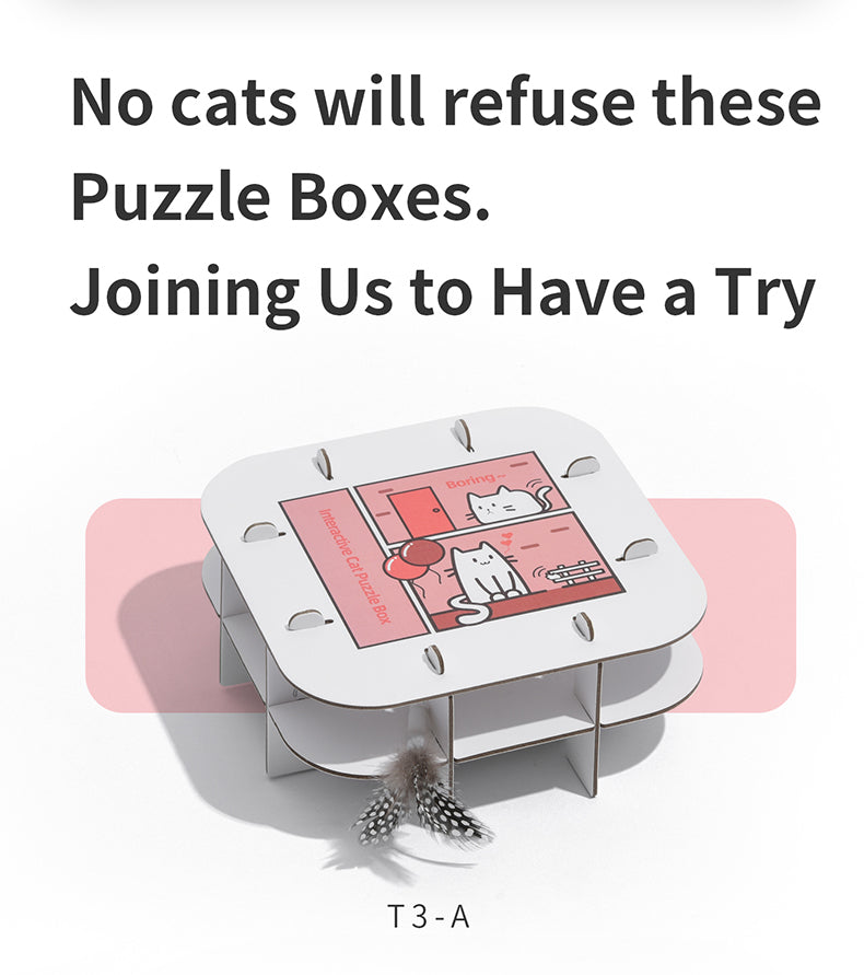 PETWANT Puzzle Cat Toys Interactive Funny Cat Teaser Toy Puzzle Box - Smart Random Moving Feather