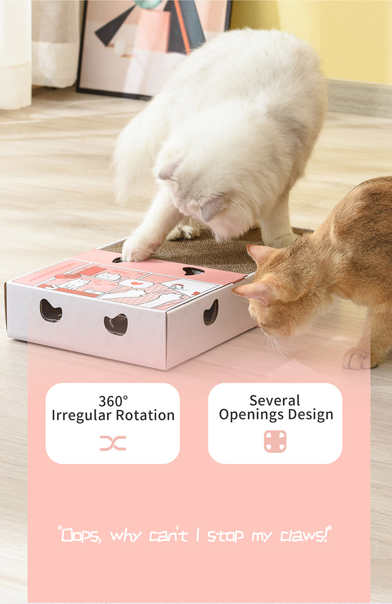 PETWANT Puzzle Cat Toys Interactive Funny Cat Teaser With Cat Scratcher - Smart Random Moving Feather - Environmental Paperboard