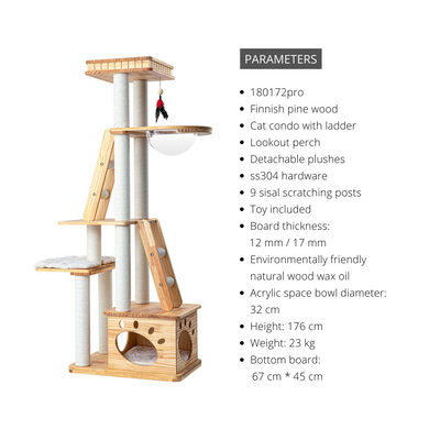 HONEYPOT CAT Solid Wood 5-Level Cat Tree - 180172pro (176cm) Arrive within 3 months