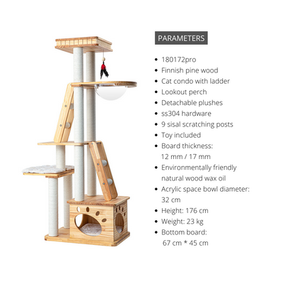 HONEYPOT CAT Solid Wood 5-Level Cat Tree - 180172pro (176cm).Arrive within 3 weeks