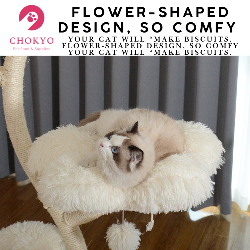 Flower Cat Tower – Plush Base, Sisal Scratching Post, Sturdy Weighted Design for Play & Relaxation