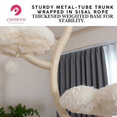 Flower Cat Tower – Plush Base, Sisal Scratching Post, Sturdy Weighted Design for Play & Relaxation - ChokyoPetStore