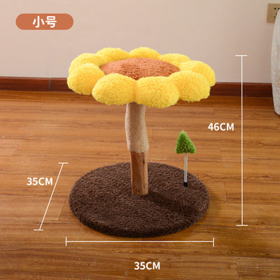 Sunflower Cat Scratching Post – Small Flower Cat Tree with Natural Wood Trunk & Sisal Rope arrive in early sep.