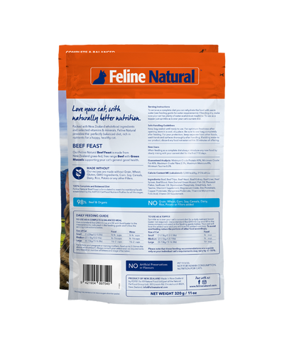 K9 Feline Natural Freeze Dried Cat Food Beef Feast 320g - ChokyoPetStore