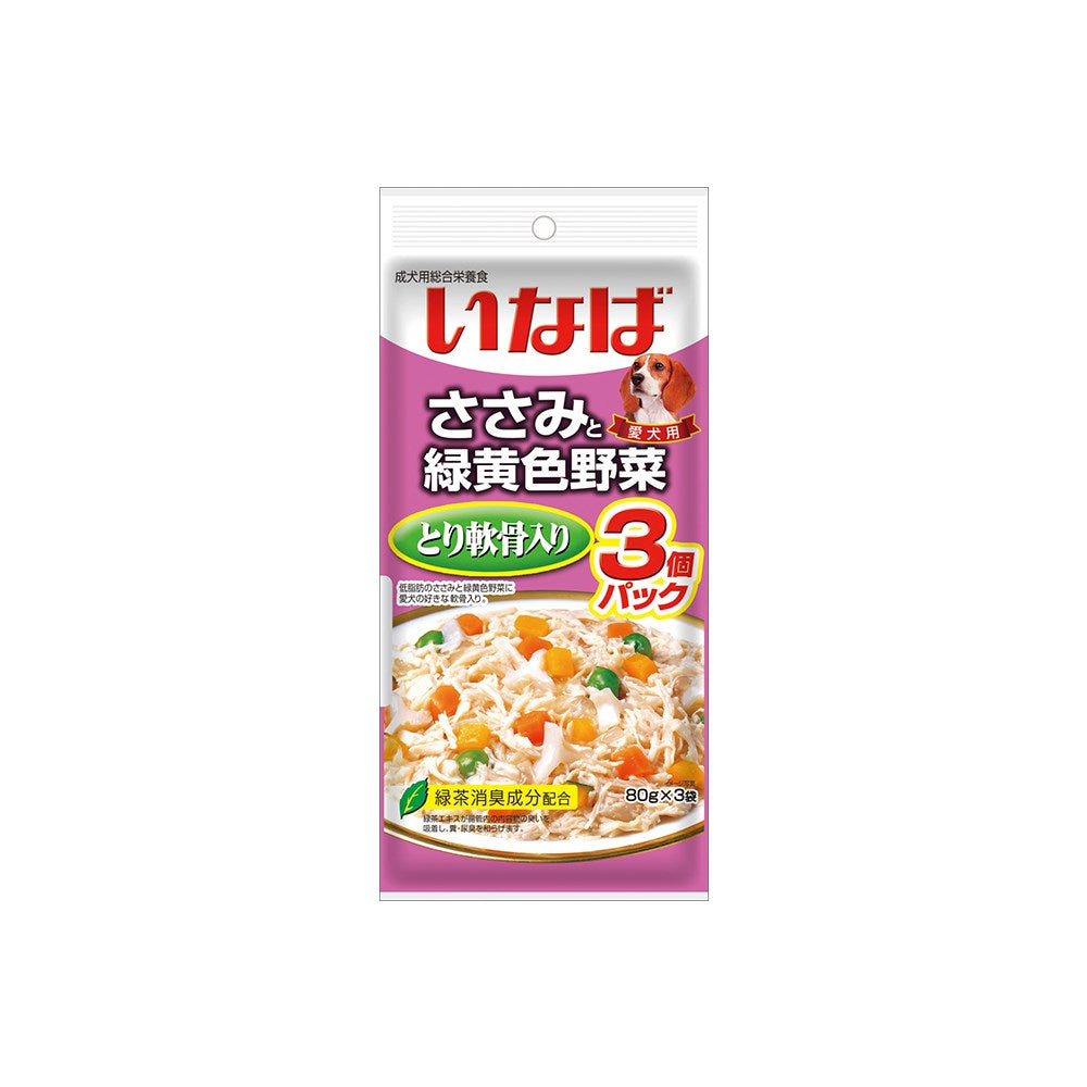 CIAO Dog Pouch Chicken Fillet Topping Chicken Cartilage and Vegetables 60gx3
