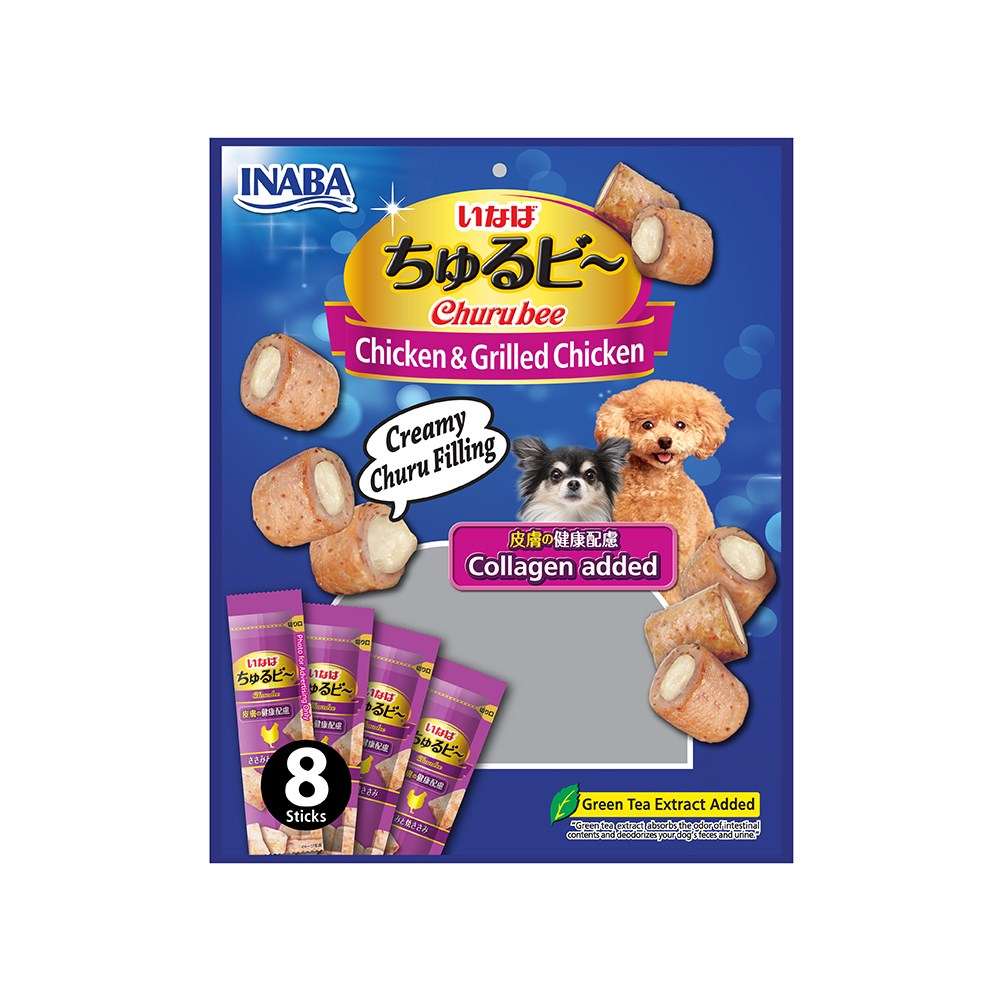 CIAO CIAO Churu Bee For Dog Grilled Chicken Fillet With Collagen Dog Treats 8x10g - ChokyoPetStore