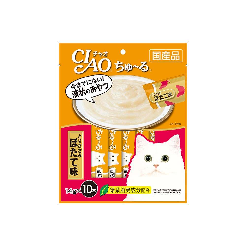 CIAO Churu Puree Cat Wet Treat Chicken Fillet Scallop 14gx10 - ChokyoPetStore