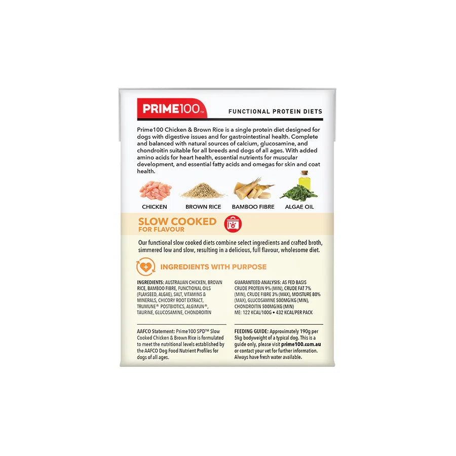 Prime100 SPT Slow Cooked Chicken & Brown Rice 354g