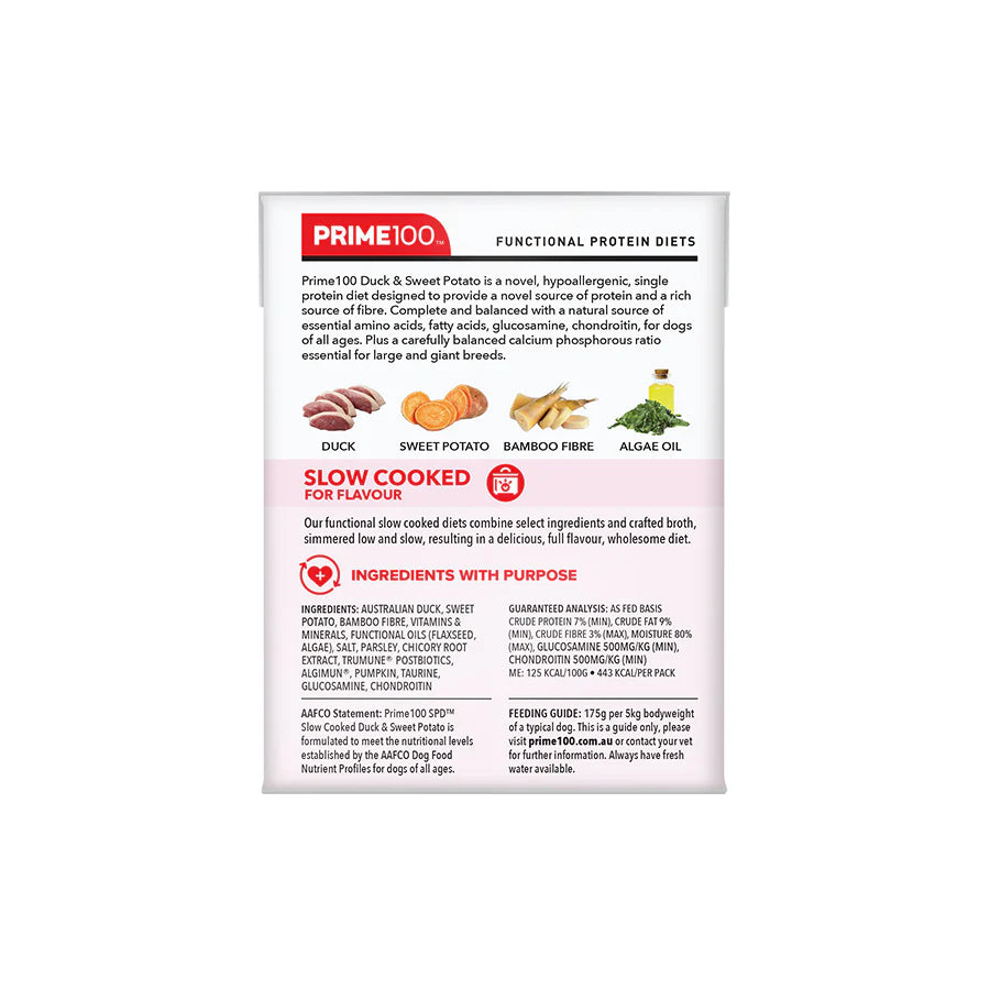 Prime100 SPT Slow Cooked Duck & Sweet Potato 354g 12PK (OM12)