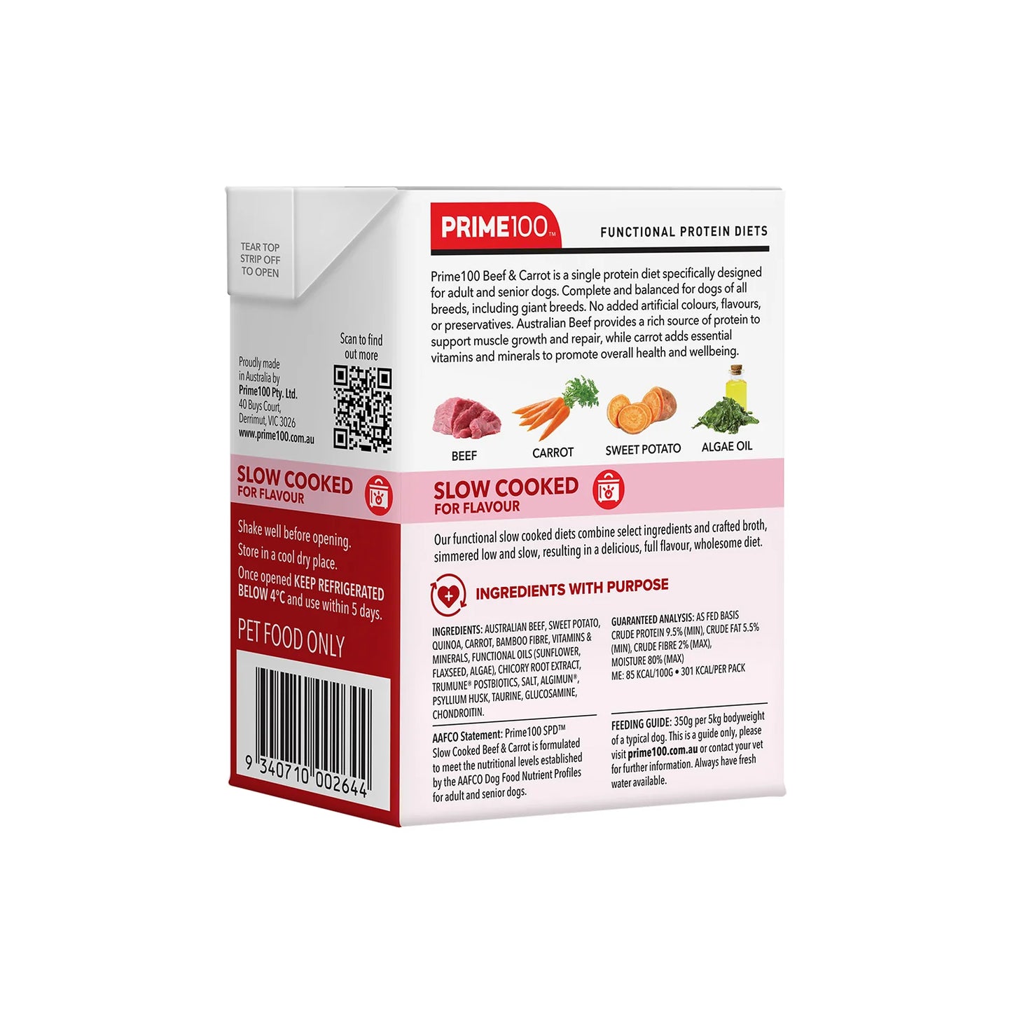 Prime100 SPT Slow Cooked Beef & Carrot 354g 12PK