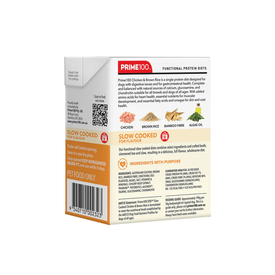 Prime100 SPT Slow Cooked Chicken & Brown Rice 354g